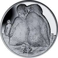 2 Pounds - Elizabeth II Emperor penguin chicks, Silver