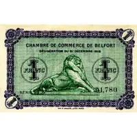 1 franc - Chambre de Commerce de Belfort [90] Surcharge verso en noir