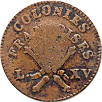 3 Sols 9 Deniers Countermarked 12 Deniers of Louis XV