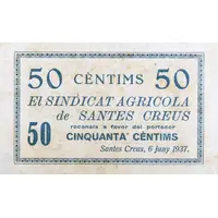 50 Céntimos Santes Creus, Sindicat Agrícola