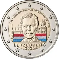 2 Euro - Henri I 25 years of Grand Duke Henri on the throne, Colored