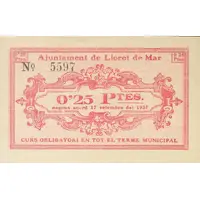 0.25 Pesetas Lloret de Mar