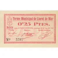 0.25 Pesetas Lloret de Mar