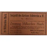 20 000 000 000 Mark Kreis Schwerin an der Warthe