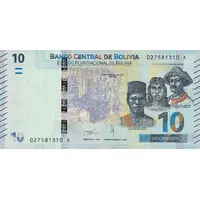 10 Bolivianos Vargas, Túpa, Méndez