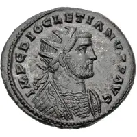 Antoninianus - Diocletian struck under Carausius, 'C' Mint, Virtus