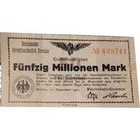 50 000 000 Mark Reichsbahndirektion