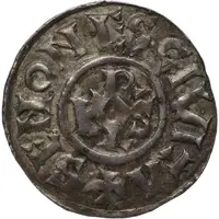 Denier - Charles II Sens mint, monogram