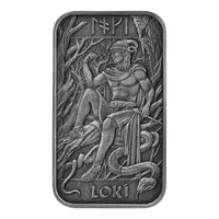 Loki 1oz Antiqued Silver Minted Bullion Bar