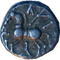 Quinarius with delta and half rowel KALETEDOY