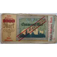 10 000 000 Mark Overprint over 1000 Mark
