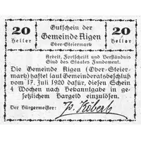 20 Heller Aigen, Light green issue