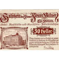 50 Heller St. Pölten, Firma Franz Pittner