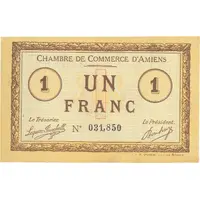 1 Franc - Chambre de Commerce D'Amiens [80] <Timbre sec>