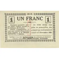 1 Franc - Chambre de Commerce D'Amiens [80] <Timbre sec>