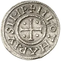 Denier - Lothair I Verdun mint, temple