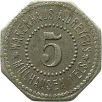 5 Pfennigs - Mülhausen im Elsass Warenhaus A. Dreyfus