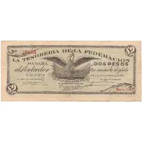 2 Pesos La Tesoreria de la Federacion, Saltillo