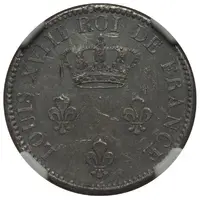 2 Sous Colonie de Cayenne, Louis XVIII, Pattern