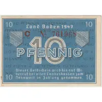 10 Pfennig Baden, French occupation