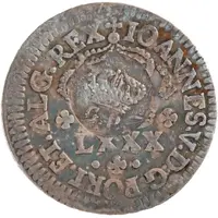 200 Réis - Luis I Countermark 'CROWNED G.P.' over Lxxx Réis - Portugal