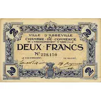 2 Francs - Ville et Chambre de Commerce d'Abbeville [80] <Filigrane abeilles>