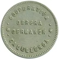 1 Peseta - Cooperativa Obrera Germanor Calellenca