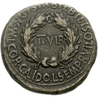 As - Augustus MVN AVGVSTA BILBILIS L COR CALIDO L SEMP RVTILO II VIR
