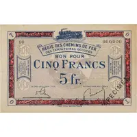 5 Francs Régie des Chemin de Fer en Territoires Occupés