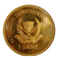 1 Zaïre 5 Years of J.D. Mobutu's Presidency, Brass Gilt Proof Issue