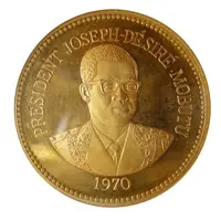 1 Zaïre 5 Years of J.D. Mobutu's Presidency, Brass Gilt Proof Issue