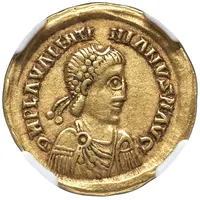 Solidus In the name of Valentinian III