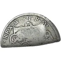 4 Shillings 11/2 Pence Type II countermark on Mexican 8 Reales of Carl IV