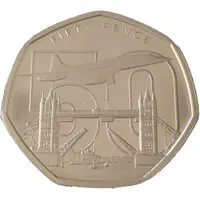 50 Pence - Charles III 50th Anniversary of Concorde - Tower Bridge London