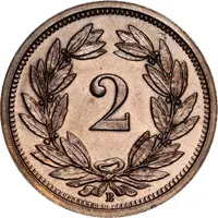 2 Rappen Wreath, bronze, light type