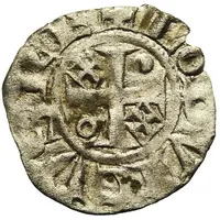 Denier immobilisé au nom de Louis IV d’Outremer croix