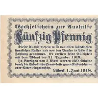 50 Pfennig Lübeckische Staatskasse