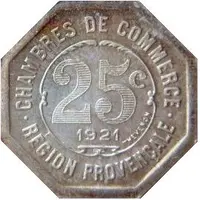 25 Centimes - Chambres de Commerce - Provençal Region Silver