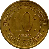 10 Centimes - Syndicat du Commerce et de l'Industrie - Saint-Gaudens [31] Brass