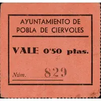 0.50 Pesetas Pobla de Ciérvoles