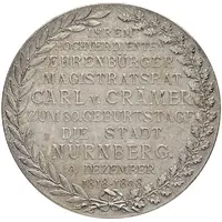 Citizen's award medal - 80th birthday of Magistrate Carl von Crämers