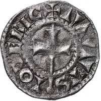 Denier anonymous with cross dividing legend