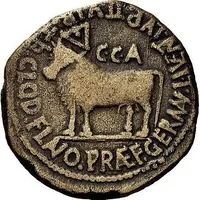 As - Augustus C C A TIB CLOD FLAVO PRAEF GERMAN L IVVENT LVP II VIR