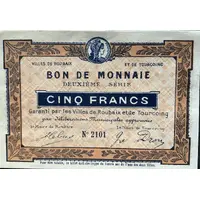 5 Francs - Villes de Roubaix et de Tourcoing [59]