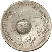 300 Réis - Luís I Countermark 'Crowned G.P.' over 2 Reales, Mexico Rep.