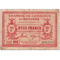 2 Francs - Chambre de Commerce de Bayonne 64