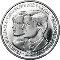 2 Pounds - Elizabeth II Royal Wedding, Silver