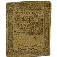 16 Shillings Colony of Pennsylvania