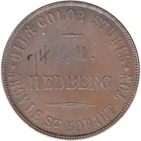 1 Penny - Hedberg - Seated Figure Hobart, Tasmania - Late Strike Mule