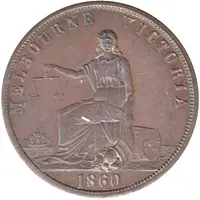 1 Penny - Hedberg - Seated Figure Hobart, Tasmania - Late Strike Mule